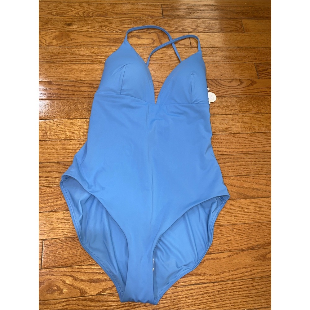 CALIA Women's Swim Triangle Strappy Back One Piece Tranquil Blue‎ Size 14 Padded